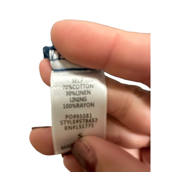 New Cropped Turquoise Cotton Tank with White Stitching and Button Back Closure S - Picture 5 of 5